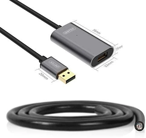 UNITEK Y-271 Unitek Cable USB 2.0 Active Extension, 5m, Alu., Y-271