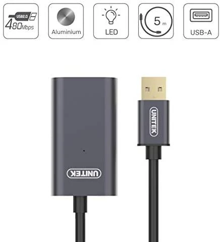UNITEK Y-271 Unitek Cable USB 2.0 Active Extension, 5m, Alu., Y-271