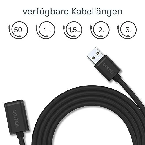 UNITEK Y-C417GBK Unitek USB plėtinio keitiklis USB2.0 AM-AF, 3.0m Y-C417GBK