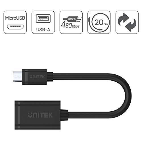 UNITEK Y-C438GBK Unitek kabelis OTG USB 2.0. AF į microUSB BM, Y-C438GBK