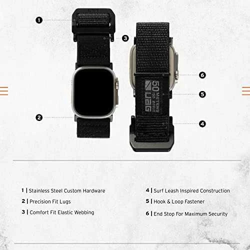 Urban Armor Gear UAG ACTIVE – UNIVERSALUS NAILONINIS DIRŽELĖLIS APPLE WATCH 49MM/45MM/44MM/42MM (APPLE WATCH SERIJA: 1-3 R.42, 4-8, SE, ULTRA R.45) (GRAFITAS)