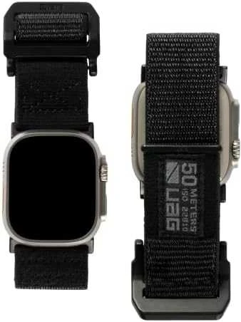 Urban Armor Gear UAG ACTIVE – UNIVERSALUS NAILONINIS DIRŽELĖLIS APPLE WATCH 49MM/45MM/44MM/42MM (APPLE WATCH SERIJA: 1-3 R.42, 4-8, SE, ULTRA R.45) (GRAFITAS)