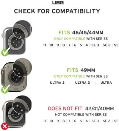 Urban Armor Gear UAG ACTIVE – UNIVERSALUS NAILONINIS DIRŽELĖLIS APPLE WATCH 49MM/45MM/44MM/42MM (APPLE WATCH SERIJA: 1-3 R.42, 4-8, SE, ULTRA R.45) (GRAFITAS)