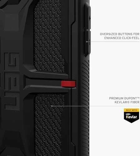 UAG Urban Armor Gear dėklas MONARCH, skirtas IPHONE 15 Plus, juodas, kevlarinis