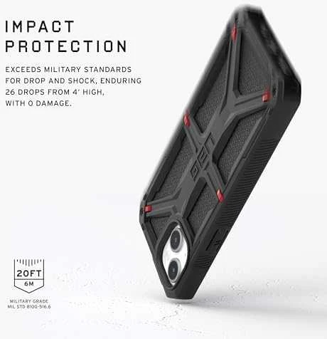 UAG Urban Armor Gear dėklas MONARCH, skirtas IPHONE 15 Plus, juodas, kevlarinis