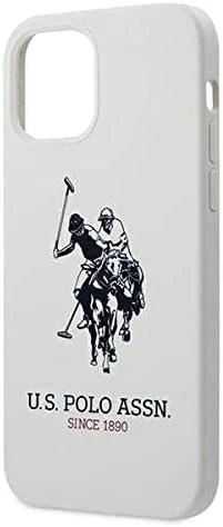 Dėklas „Us Polo Assn US Polo“ USHCP12LSLHRWH, „Apple iPhone 12 Pro Max 6,7“ baltos spalvos silikoninė kolekcija