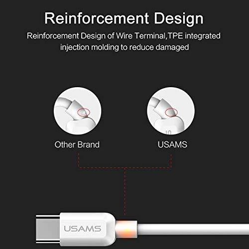 Štai vertimas: USAMS U-Turn microUSB kabelis 1 m baltos spalvos 2A MICUSBXD02 (US-SJ098)