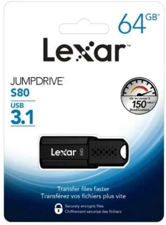 Lexar | USB atmintinė | JumpDrive S80 | 64 GB | USB A tipo | Juodas