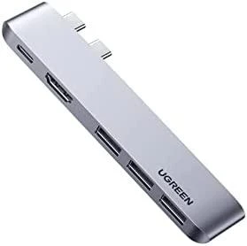 Adapterio šakotuvas UGREEN, 2XUSB_C iki 3x USB 3.0, HDMI