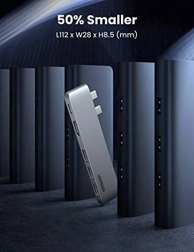Adapterio šakotuvas UGREEN, 2XUSB_C iki 3x USB 3.0, HDMI