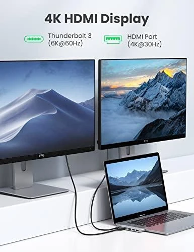 Adapterio šakotuvas UGREEN, 2XUSB_C iki 3x USB 3.0, HDMI