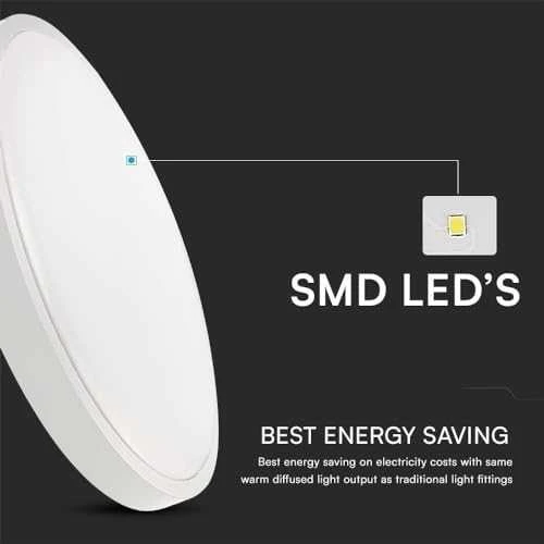 Lubinis šviestuvas V-tac 24W LED paviršinis šviestuvas, baltas, 3000K, IP44, su judesio davikliu