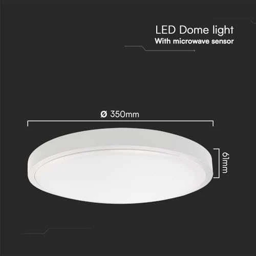 Lubinis šviestuvas V-tac 24W LED paviršinis šviestuvas, baltas, 3000K, IP44, su judesio davikliu