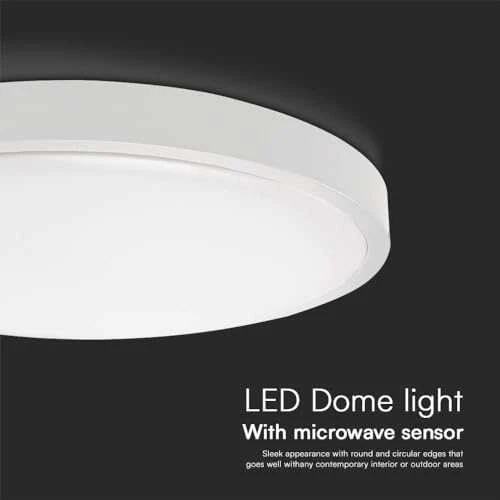 Lubinis šviestuvas V-tac 24W LED paviršinis šviestuvas, baltas, 3000K, IP44, su judesio davikliu
