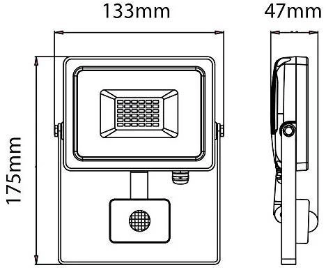 10W LED prožektorius V-TAC, 3000K (šiltai balta), su judesio davikliu, juodu korpusu, SAMSUNG LED chip