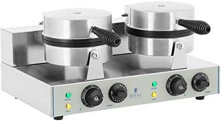Vaflinė Royal Catering Apvalus dvigubas TEFLON vaflinis lygintuvas, kurio skersmuo 18,5 cm