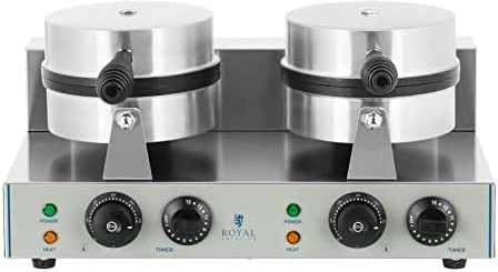 Vaflinė Royal Catering Apvalus dvigubas TEFLON vaflinis lygintuvas, kurio skersmuo 18,5 cm