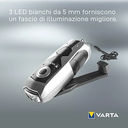 Varta Dynamo Light LED Rankinis žibintuvėlis Juoda, Pilka