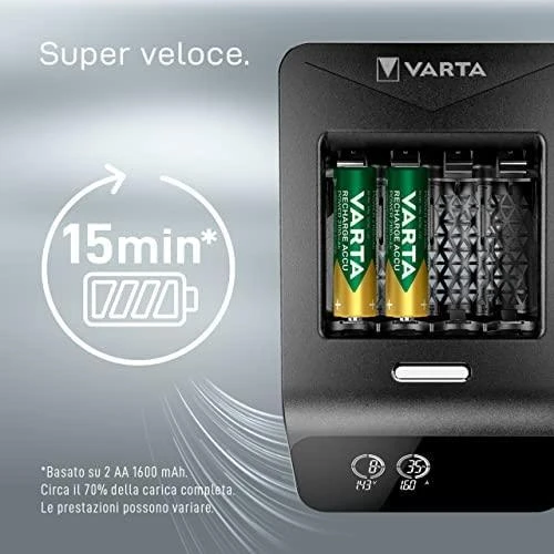 Varta LCD Ultra Fast Charger+ įsk. 4 Batt. 2100 mAh AA + 12V