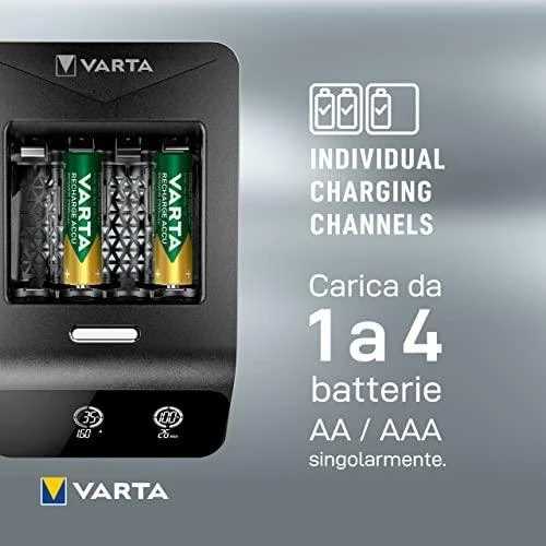 Varta LCD Ultra Fast Charger+ įsk. 4 Batt. 2100 mAh AA + 12V