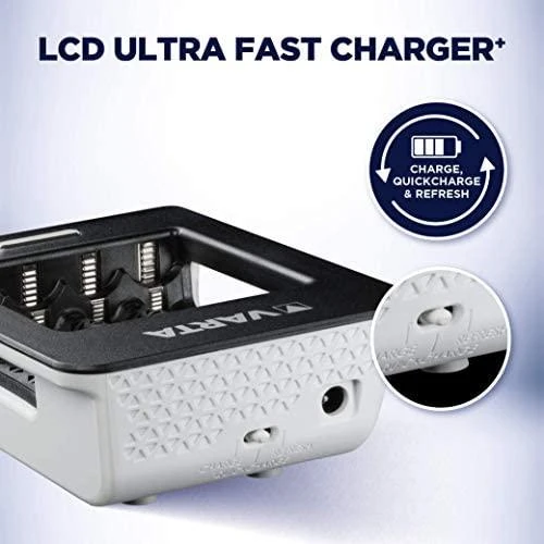 Varta LCD Ultra Fast Charger+ įsk. 4 Batt. 2100 mAh AA + 12V