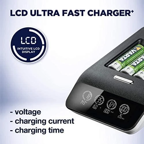 Varta LCD Ultra Fast Charger+ įsk. 4 Batt. 2100 mAh AA + 12V