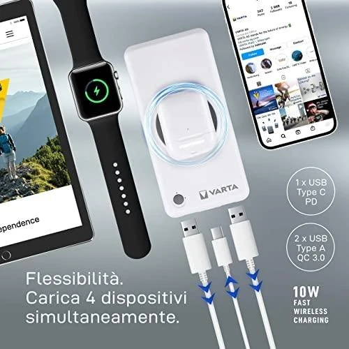 Varta Wireless Power bank-charger Energy 10000mAh 57913 išorinė baterija (powerbank)-pakrovėjas
