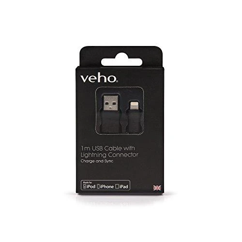 Kabelis USB Veho Lightning - USB-A 1 m Juodas (VPP-501-1M)
