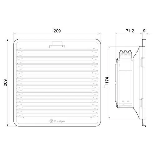 Finder Ventiliatorius su filtru 230V AC 100m3/h 28W 177mm 7F.20.8.230.3100