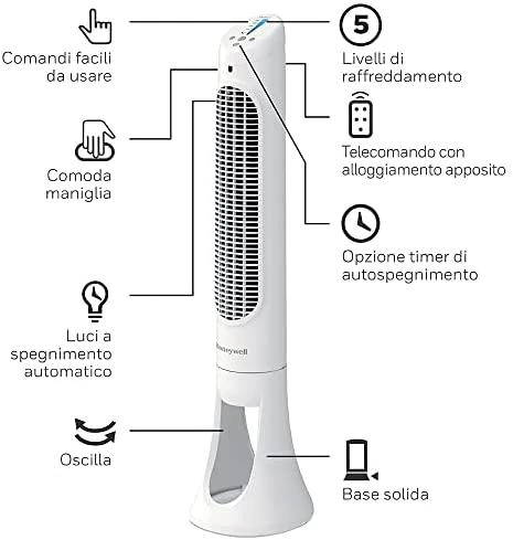 Kondicionierius Honeywell koloninis ventiliatorius su 5 greičio lygiais, osciliacija 80°, nuotolinis valdymas, HYF260E4
