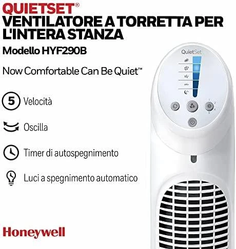 Kondicionierius Honeywell koloninis ventiliatorius su 5 greičio lygiais, osciliacija 80°, nuotolinis valdymas, HYF260E4