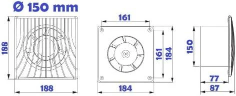 AWENTA išmetimo ventiliatorius fi 150 20W IPX4 baltas (WA150)