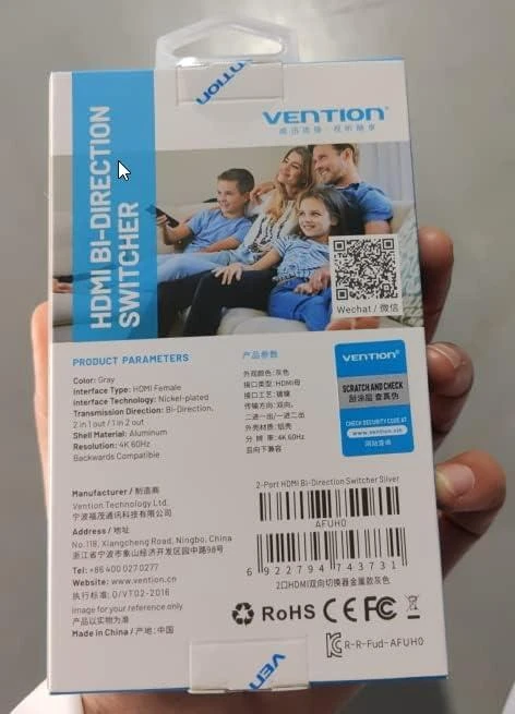 Vention dviejų krypčių adapteris HDMI 2-Port HDMI 4K60Hz