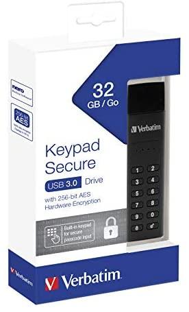 External drive Verbatim klaviatūra Secure USB 3.2 Gen 1 32GB juodos spalvos 49427