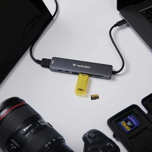 USB Hub Verbatim HDMI/USB-C 3.2/USB-C/2xUSB-A 3.2/SD/Micro SD aliuminio korpusas 32158