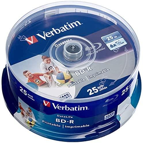 VERBATIM 25x BD-R 25GB vieno sluoksnio duomenų gyvenimo HTL 6x platus spausdinimas be ID