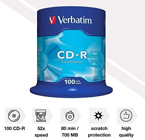 Kompaktinis diskas Verbatim CD-R 52x 700MB Extra protection 100 vnt.