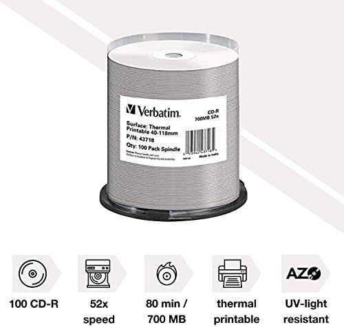 Verbatim 43718 neįrašytas CD diskas CD-R 700 MB 100 vnt