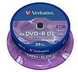 Verbatim DVD+R Double Layer 8x Matt Sidabrinis 25pk Spindle 8,5 GB DVD+R DL 25 vnt