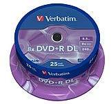 Verbatim DVD+R Double Layer 8x Matt Sidabrinis 25pk Spindle 8,5 GB DVD+R DL 25 vnt