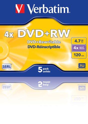 VERBATIM DVD-RW 4X BOITIER CRISTAL PACK DE 5