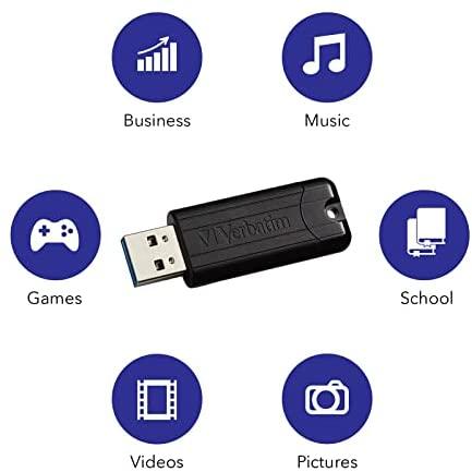 Verbatim PinStripe USB atmintukas 256 GB USB A tipo 3.2 Gen 1 (3.1 Gen 1) Juoda