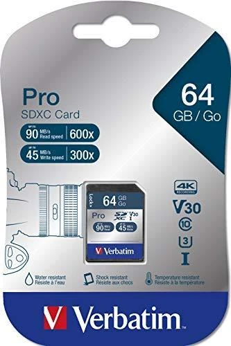 Verbatim Pro SDXC 64 GB atminties kortelė originalioje pakuotėje
