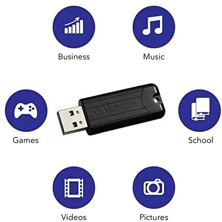 VERBATIM PINSTRIPE USB Stick 128GB 3.0 juodas