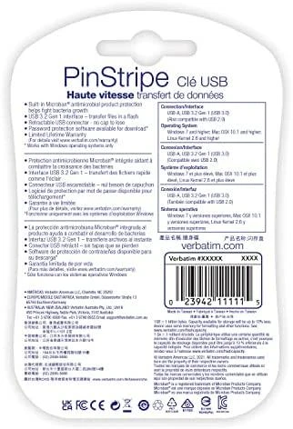 VERBATIM PINSTRIPE USB Stick 128GB 3.0 juodas