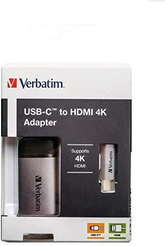 Verbatim 49143 vaizdo kabelio adapteris 0,01 m C tipo USB HDMI Juoda, Sidabras