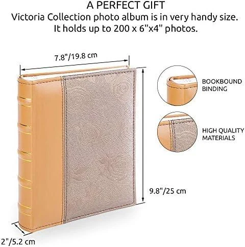 Nuotraukų rėmelis Victoria Collection Albumas B 10x15/200M Rožė, auksas 2vnt