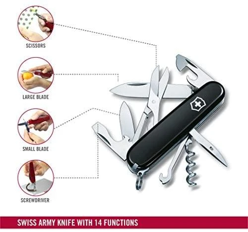 Šveicarija Victorinox Climber juodas peilis