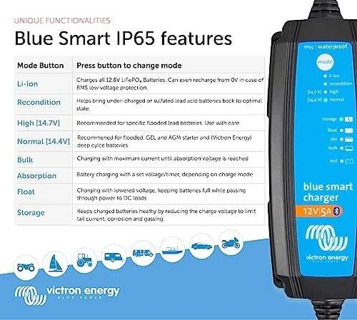 Victron Energy Mėlyna Smart IP65s įkroviklis 12V 5A + DC jungtis