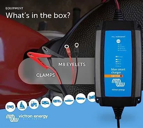 Victron Energy Mėlyna Įkroviklis Mėlyna Smart IP65 24/13 + nuolatinės srovės (DC) jungtis